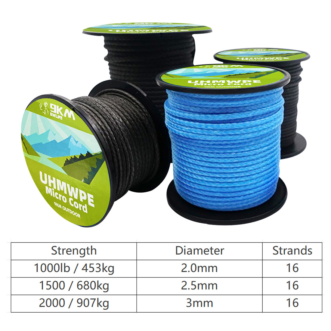 1000lb~2000lb Dyneema String Braided UHMWPE Cord Outdoor Repair Spliceable Rope