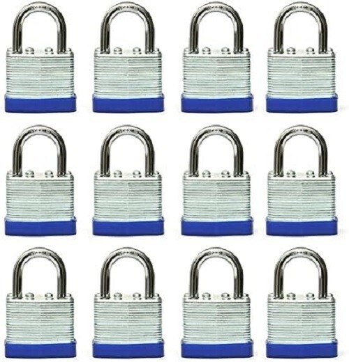 Lot of 12 Piece 40mm Laminated Pad Locks Keyed the Same Alike