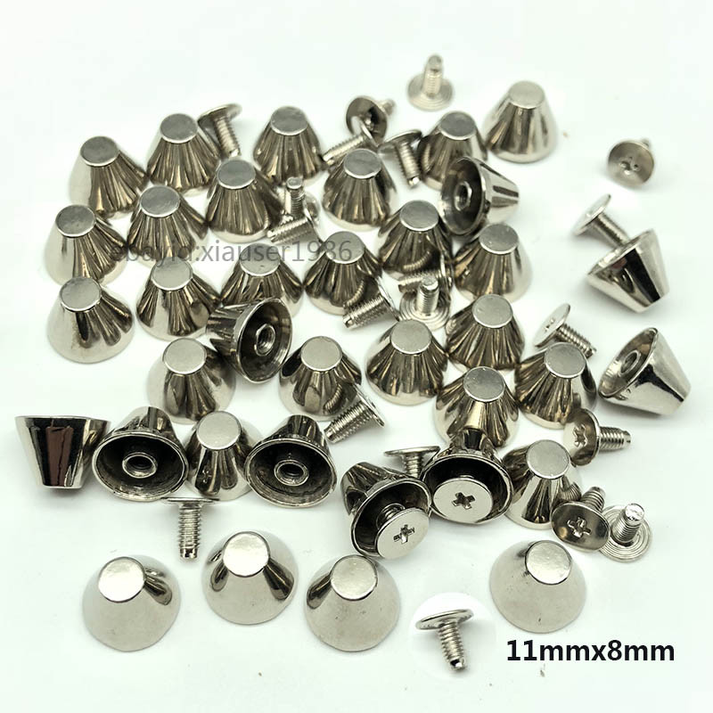 20 50pcs Silver Spots Cone Screw Metal Studs Leather craft Rivet Bullet Spikes