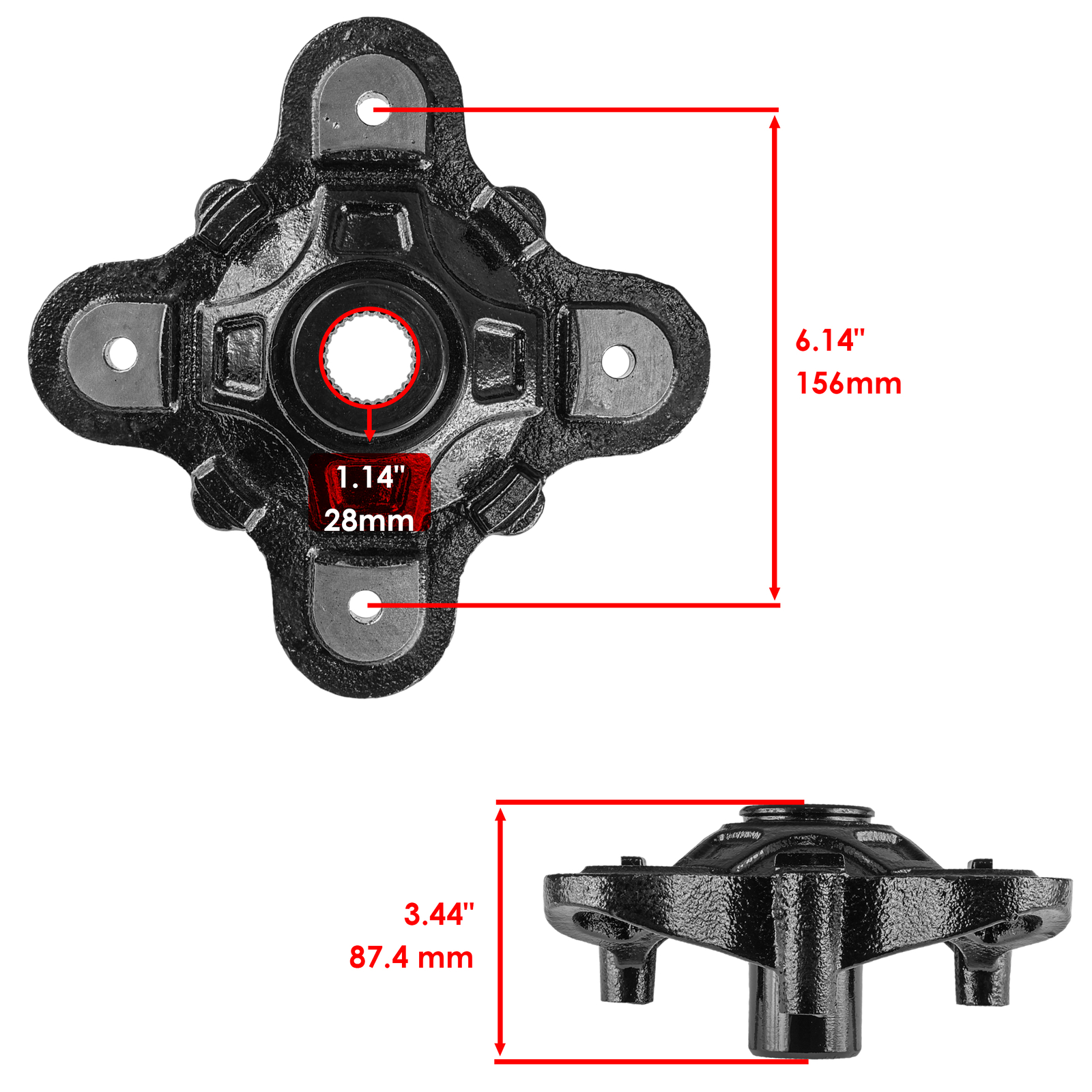 Rear Left & Right Wheel Hub & Bearing For Polaris RZR 570 2014-2016 5143625