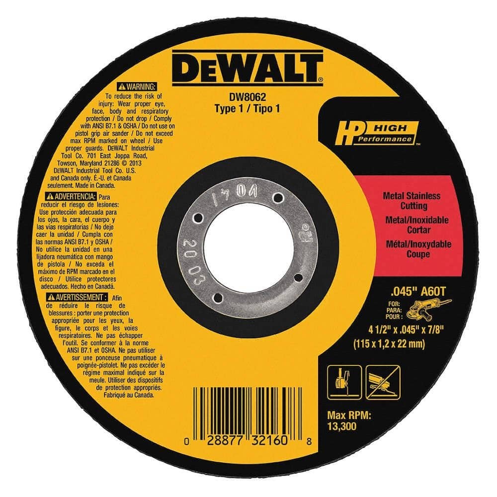 DEWALT 4-1/2 In. X 0.045 In. X 7/8 In. Metal and Stainless Cutting Wheel 10-Pack
