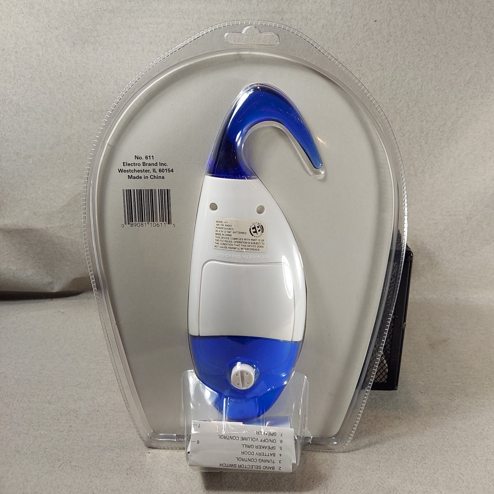 Electro Brand Shower Radio AM/FM Model 611 Brand New Factory Sealed