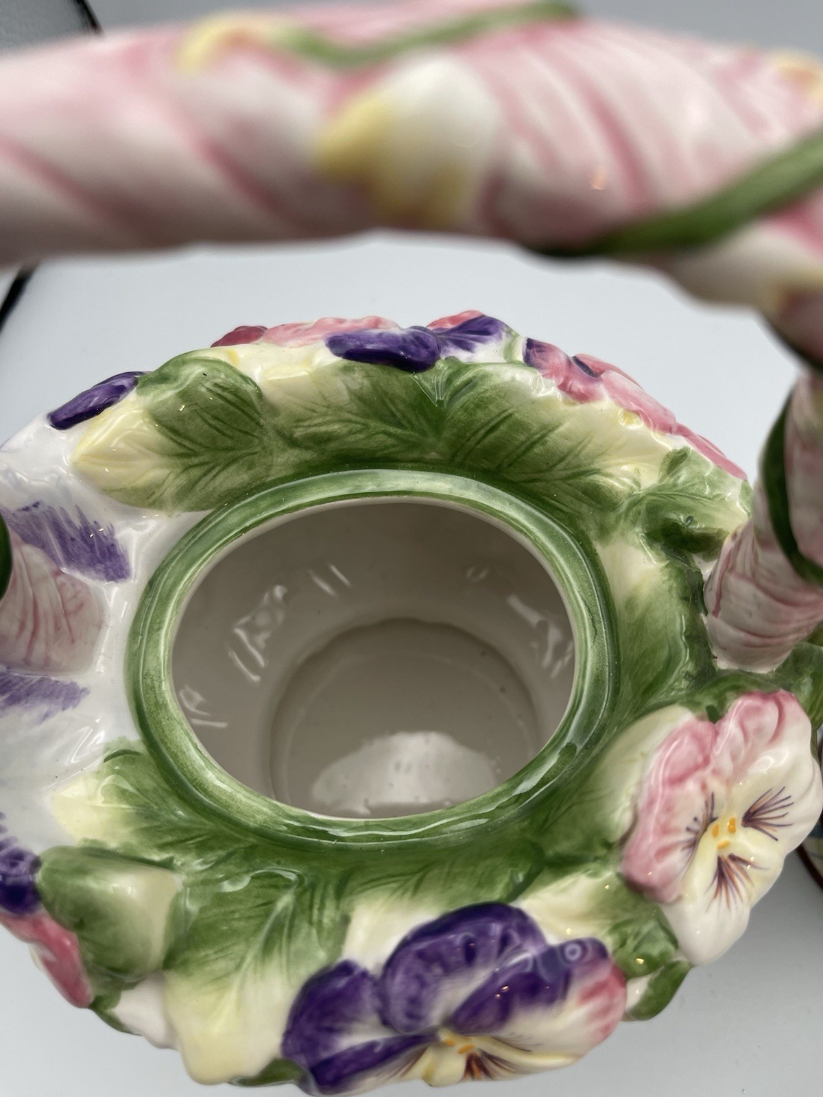 Fitz & Floyd Halcyon Bunny Teapot Sugar Jar Planter Set Easter Spring Floral