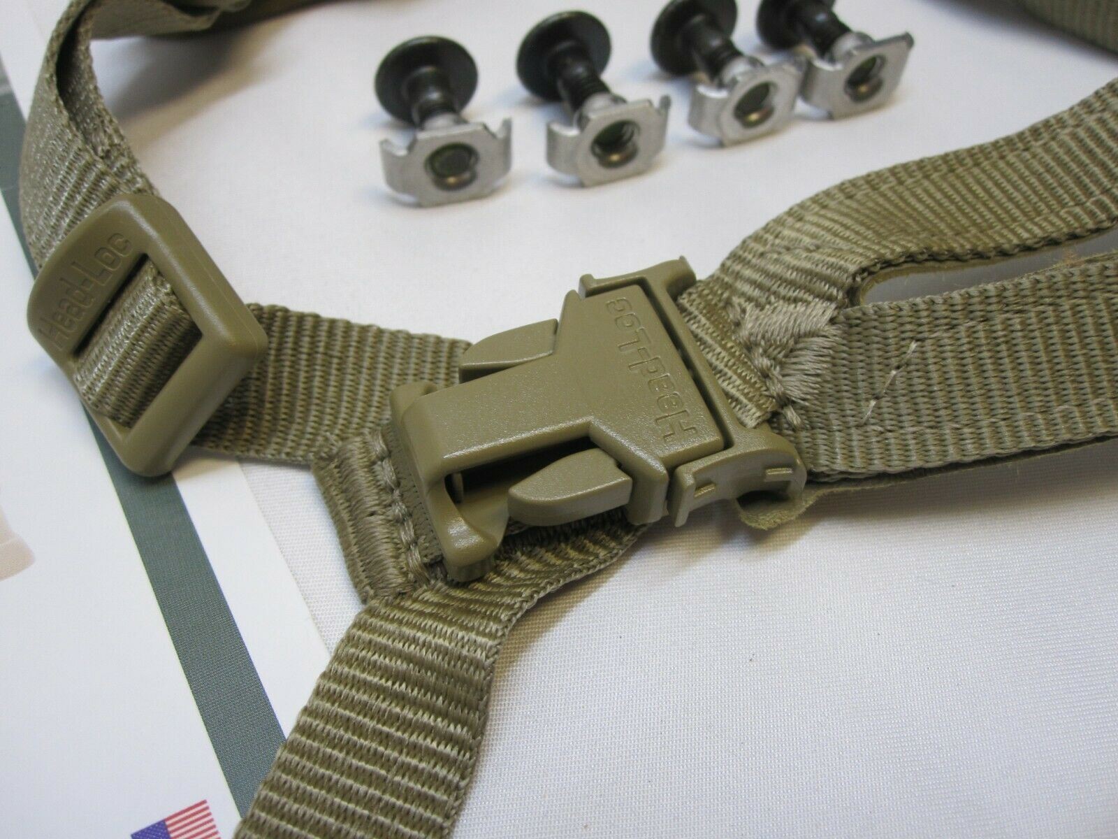 IMPROVED 4 POINT CHIN STRAP COYOTE/TAN H-NAPE ACH HELMET RETENTION SYSTEM