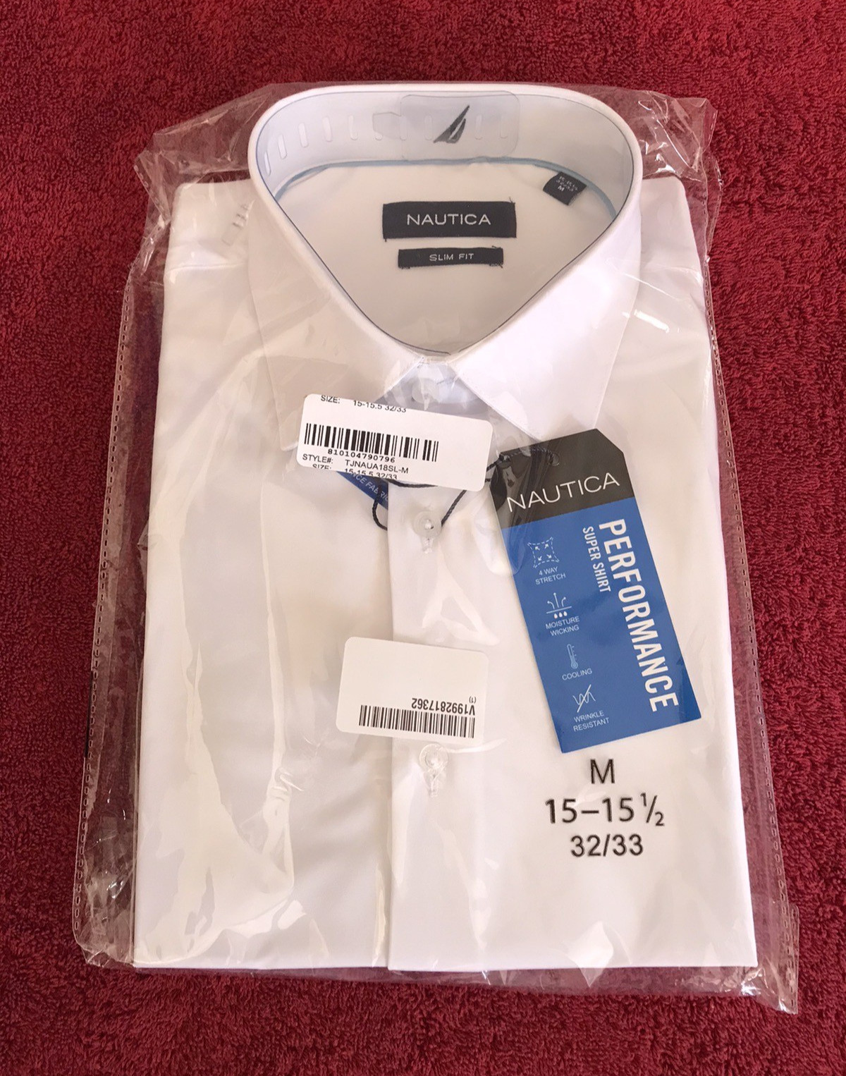 Nautica Performance Super Shirt Men's Sz M Slim Fit White Button Up Dress Shirt