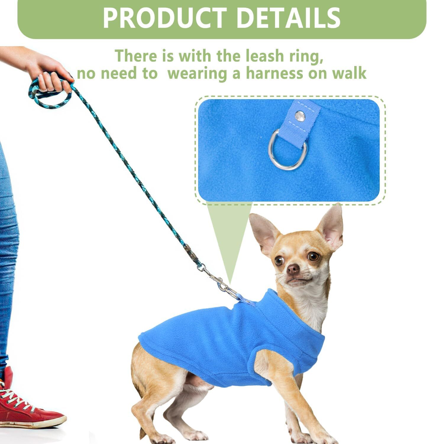2 Pack Dog Sweater with Leash Ring Winter Warm Pet Sweater Thick Clothes Coat