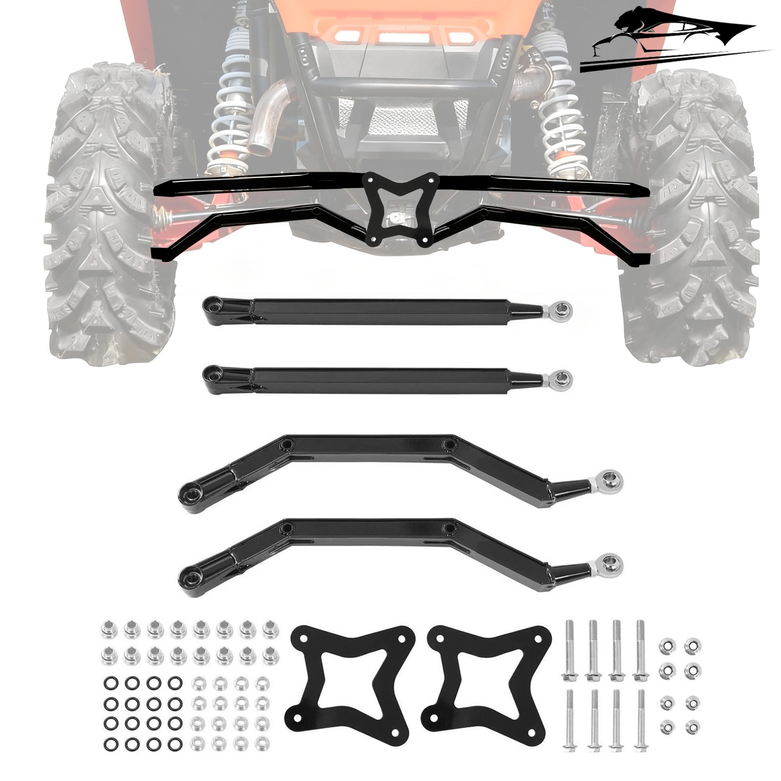 High Clearance Black Rear Radius Arms Rods Set For Polaris RZR XP 1000 2014+