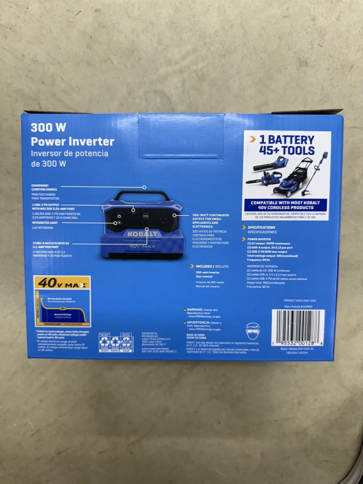 Kobalt Gen4 300-Watt Portable Power Station