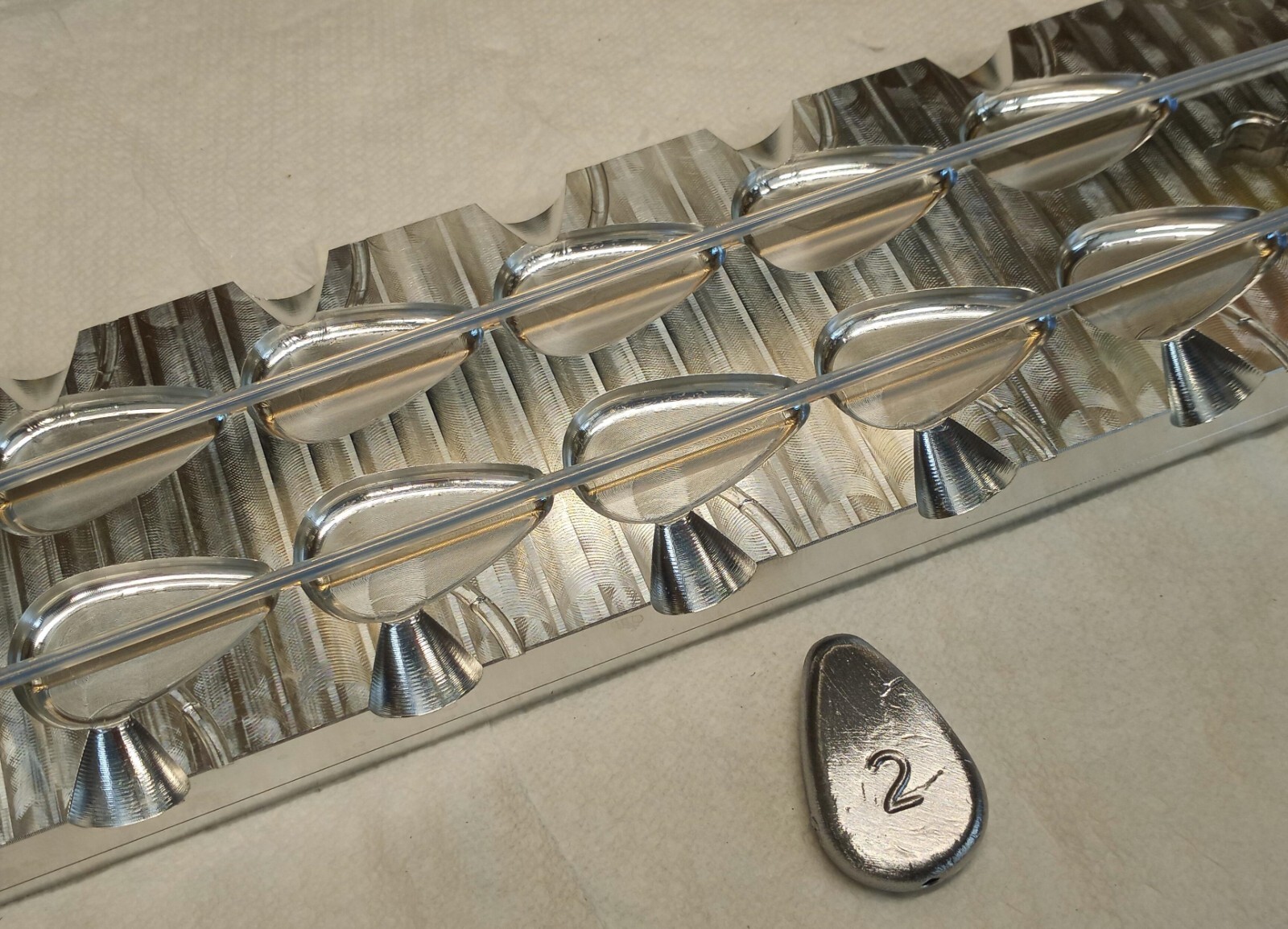 2 oz No Roll Sinker Mold - 10 CAVITY Production Mold