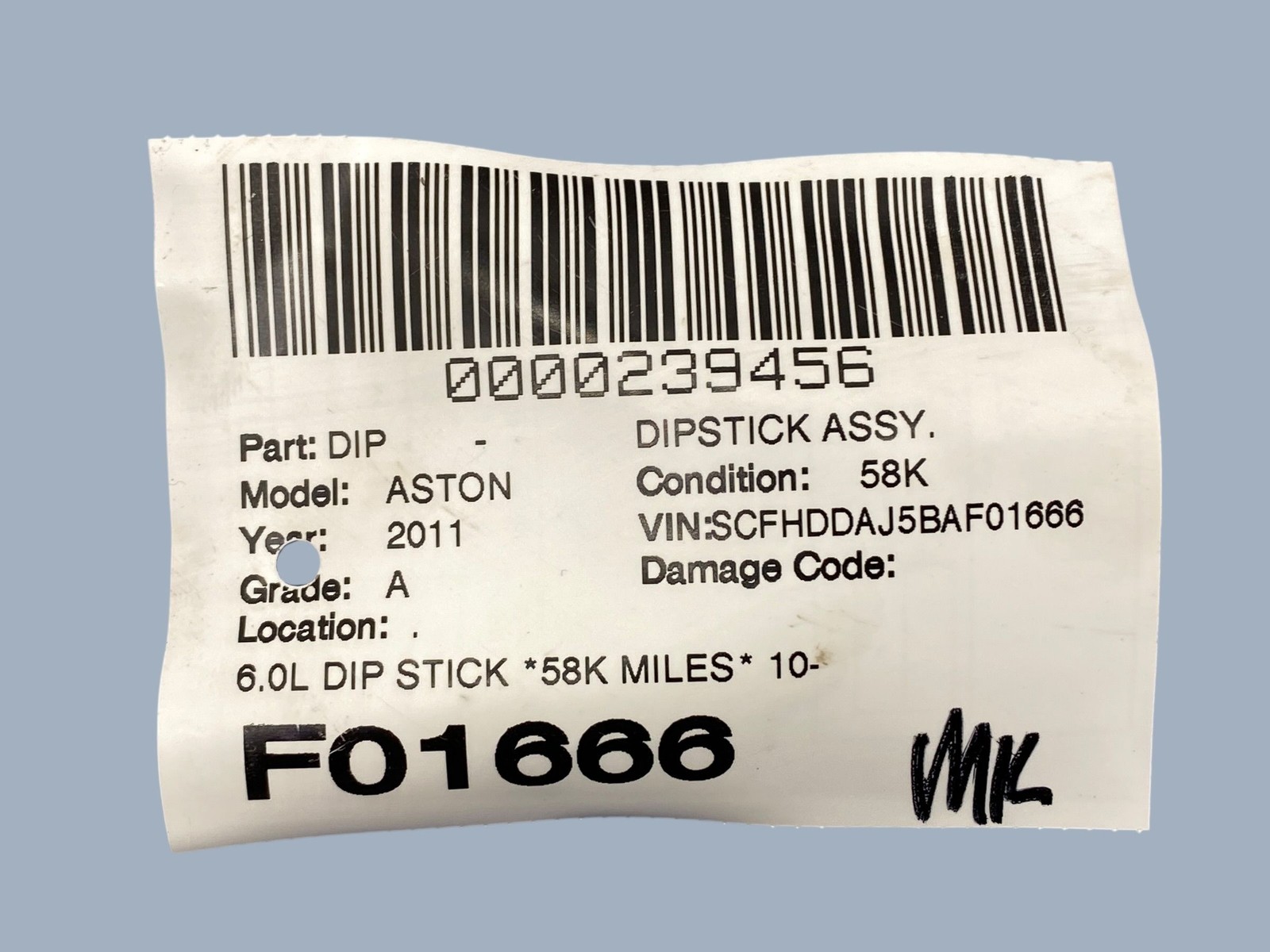 2010 2011 2012 2013 2014 Aston Martin Rapide DDAJ OEM 6.0L DIP STICK *58K MILES*