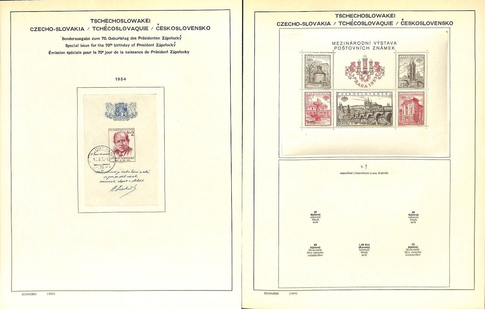 Czechoslovakia Stamp Collection on 40 Scott & Schaubek Pages, 1918-1968 (BH)