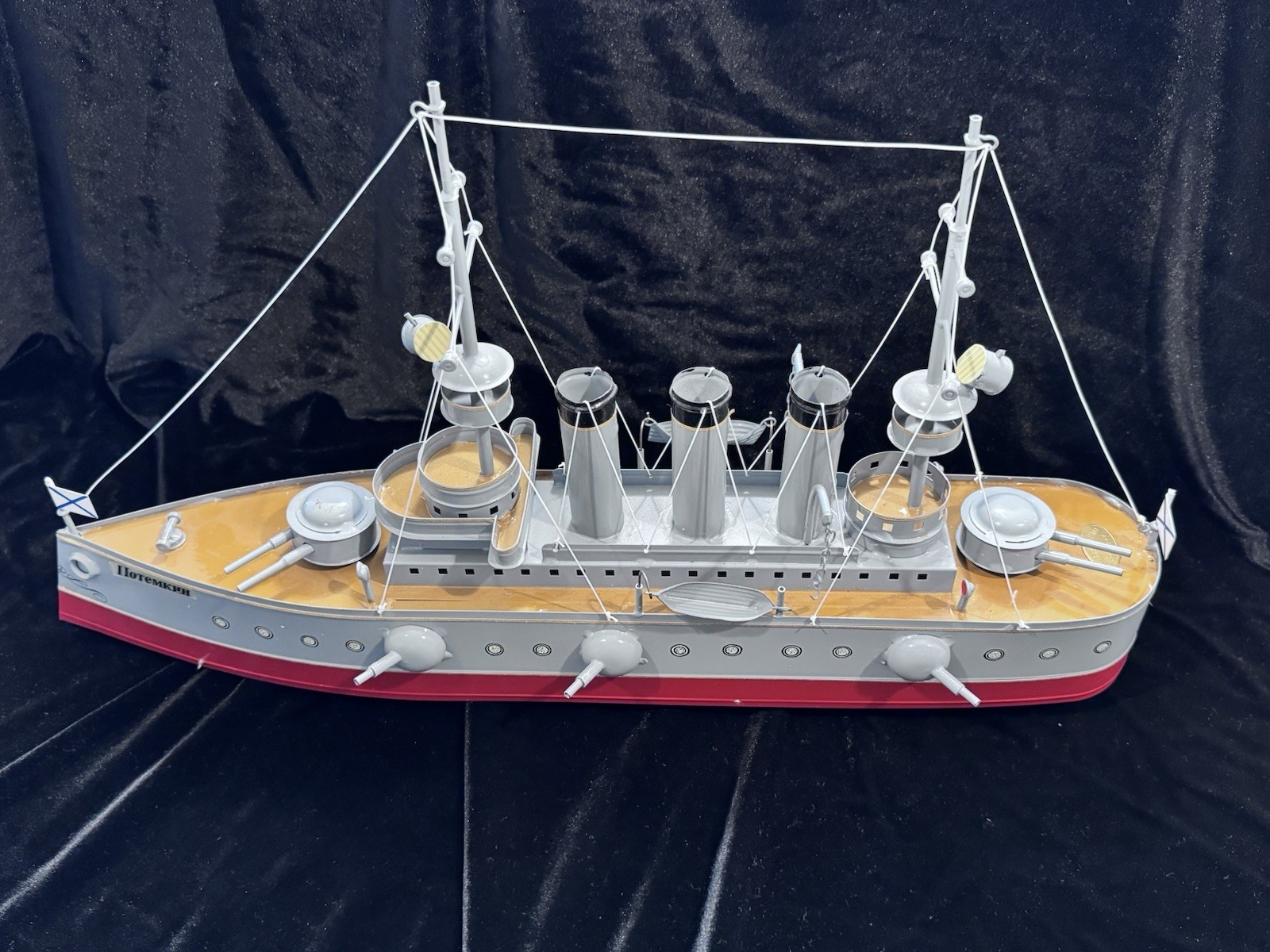 Tucher & Walther: Large Russian Battleship. Tin Reproduction c1970s