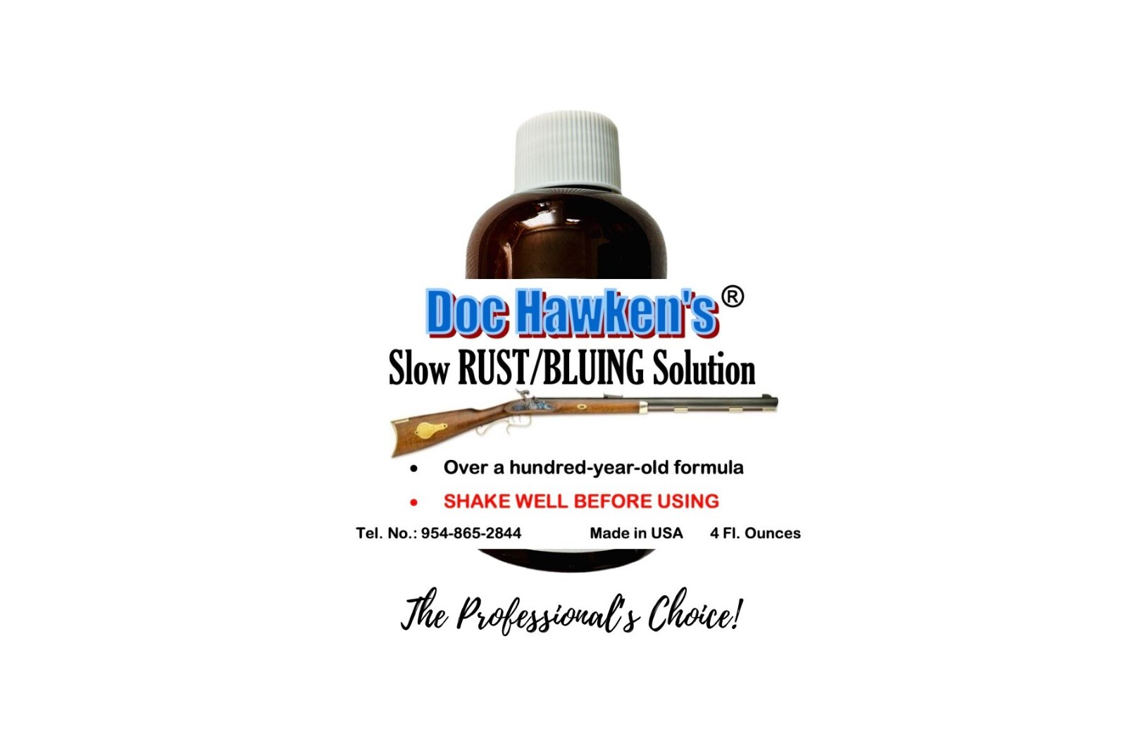 4 oz Slow Blu/Rust solution .Excellent for all Muzzleloaders