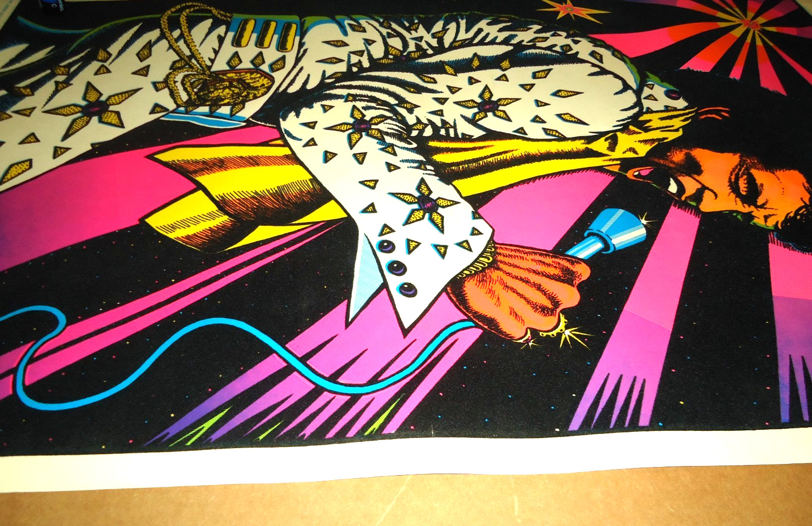 Authentic 1974 Elvis Presley Velvet Poster Blacklight Colorfull John Lykes Rare