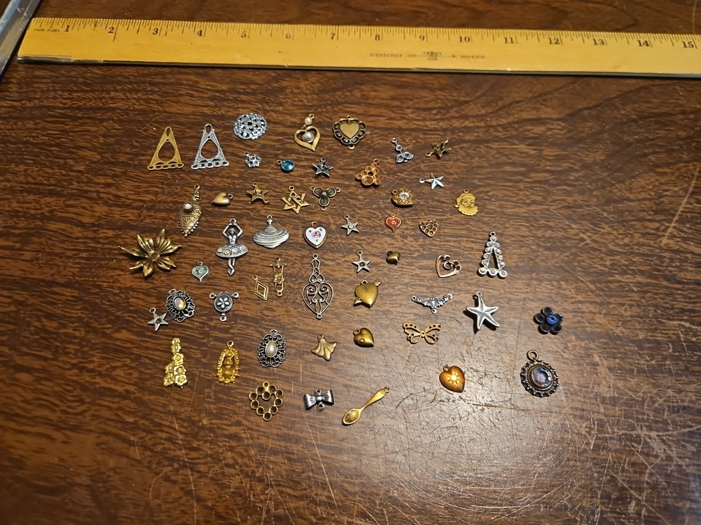 Lot Of 50 Mixed Parts Pcs France Vintage 60s Brass Stampings Findings Jewelry 22