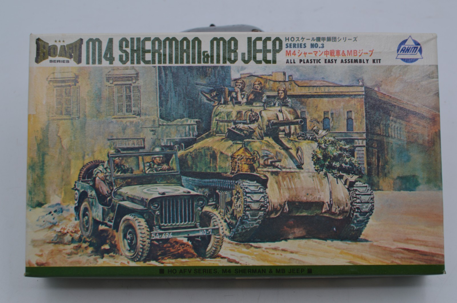 AHM HO AFV Series M4 Sherman Tank & M8 Jeep 1:87 Scale Model Kit Japan  K-501