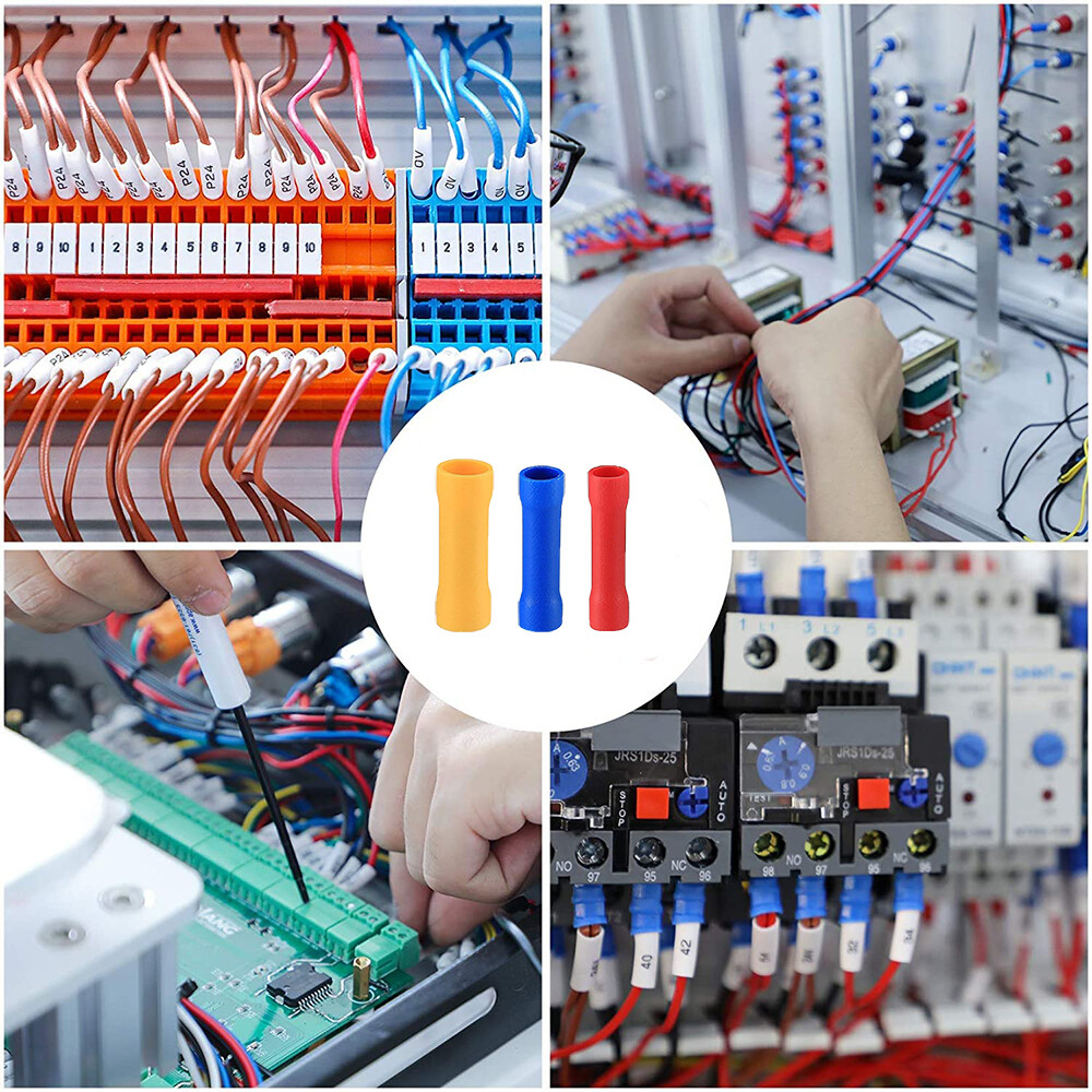 500Pcs Insulated Electrical Straight Butt Splice Crimp Wire Connectors Terminals