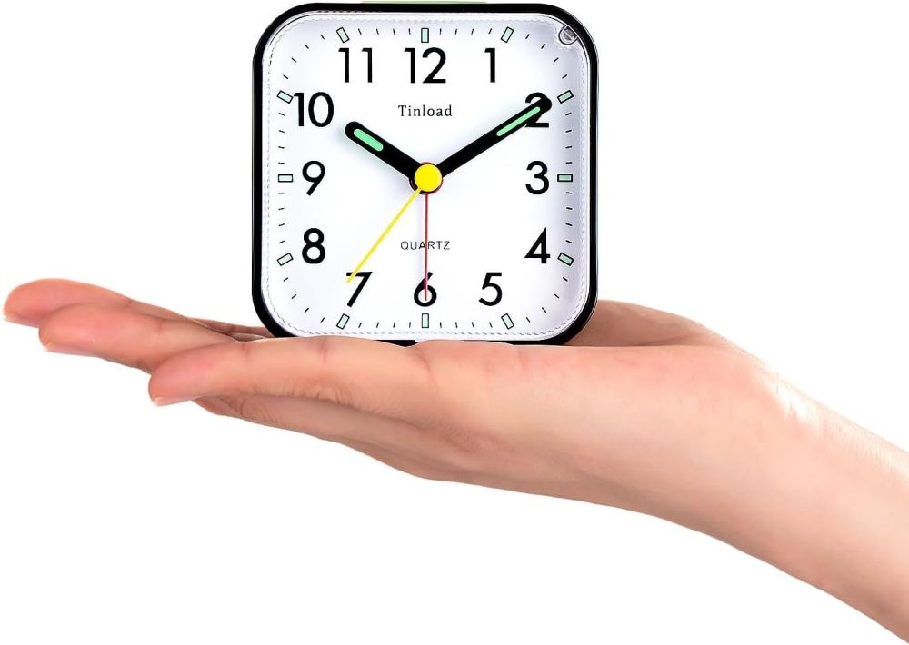 LED Desk Alarm Clock Nightlight Snooze Quiet Non Ticking Battery Powered Bedroom