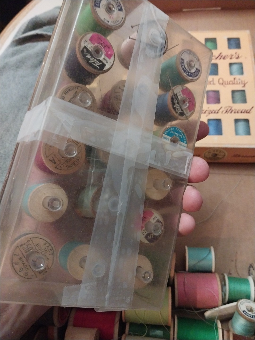 Vintage Fleischers Controlled Mercerized Thread New And Used Box Dated 1936