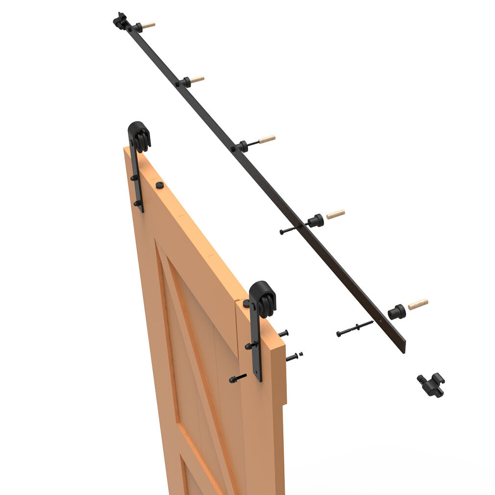 6.6FT Sliding Barn Door Hardware Kit Modern Closet Hang Style Track Rail Black