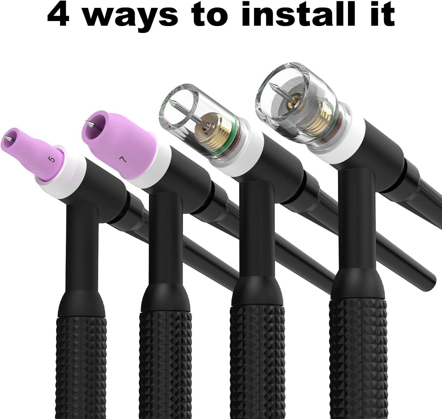 123 Pcs TIG Welding Torch Kit - Alumina Nozzle, Collets, Stubby Gas Lens #12 Hea