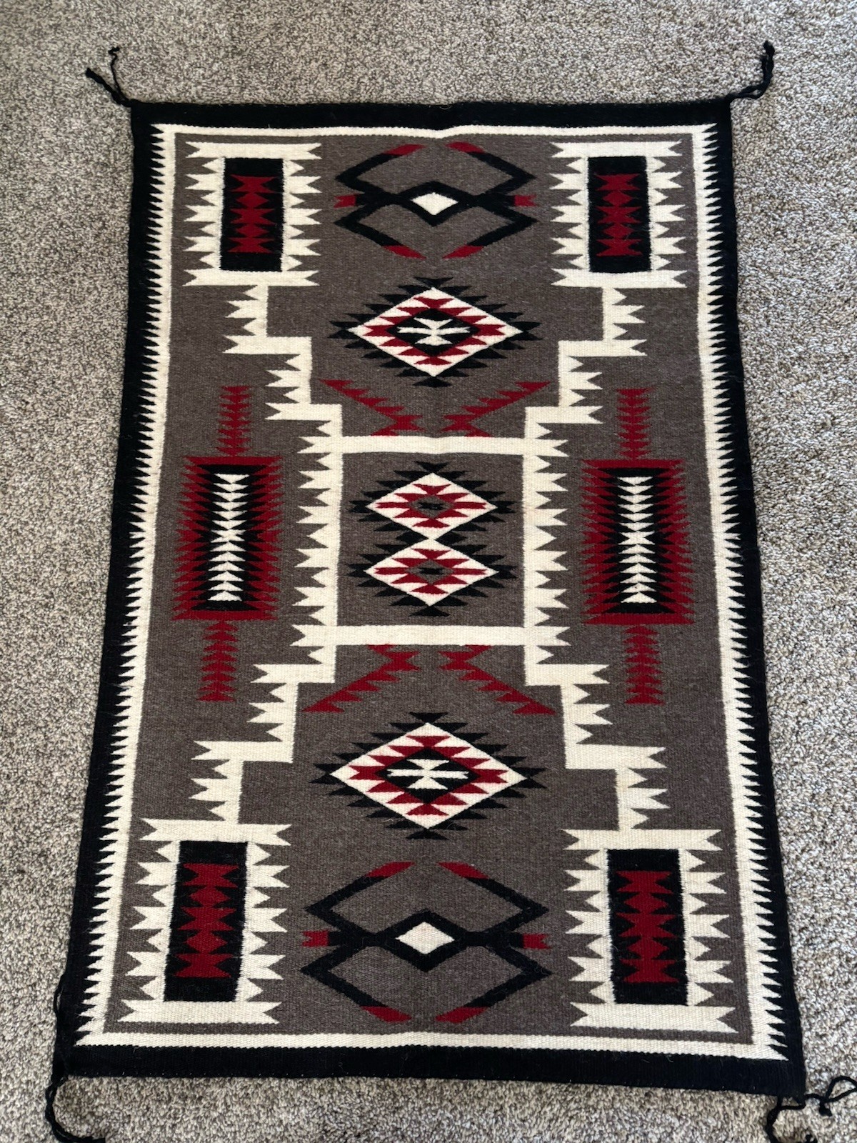 Vintage Navajo Rug Native American Indian Teec Nos Pos Storm pattern 38" X 25"