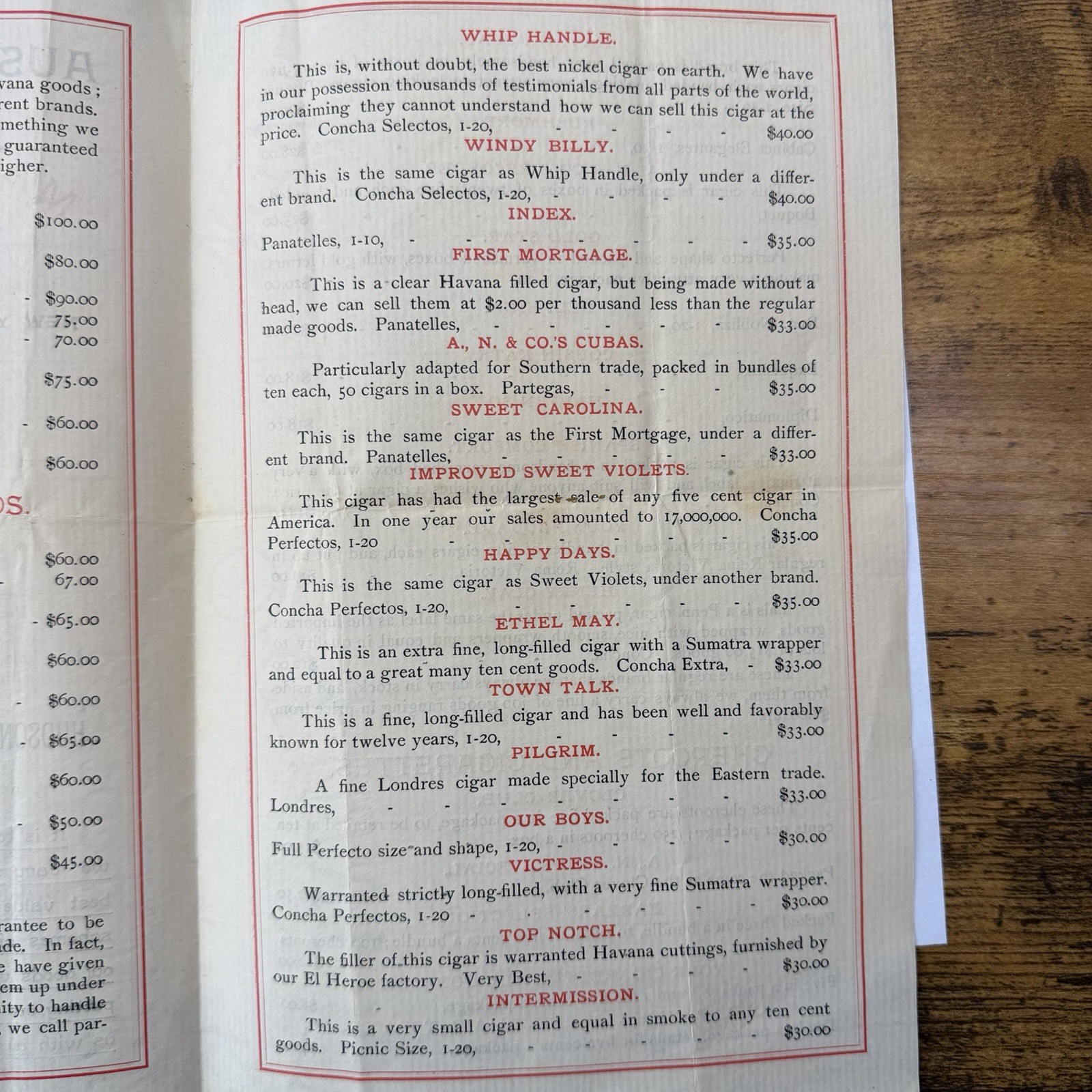 1890s-1900s Austin Nichols & Co. Cigar Catalog Price List New York Key West