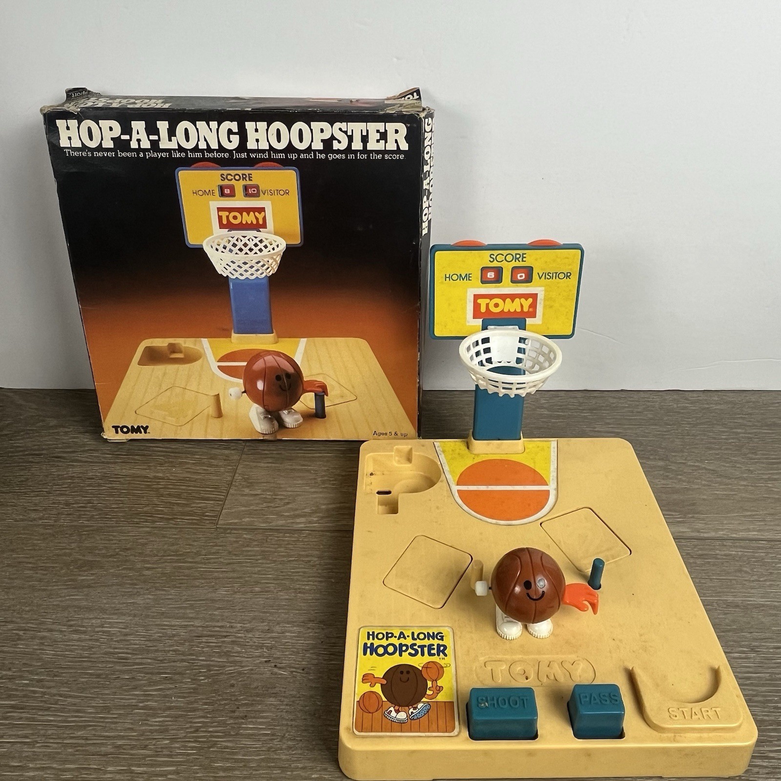 TOMY HOP-A-LONG HOOPSTER Wind-Up Basketball Game Original Box (1981) PARTS ONLY