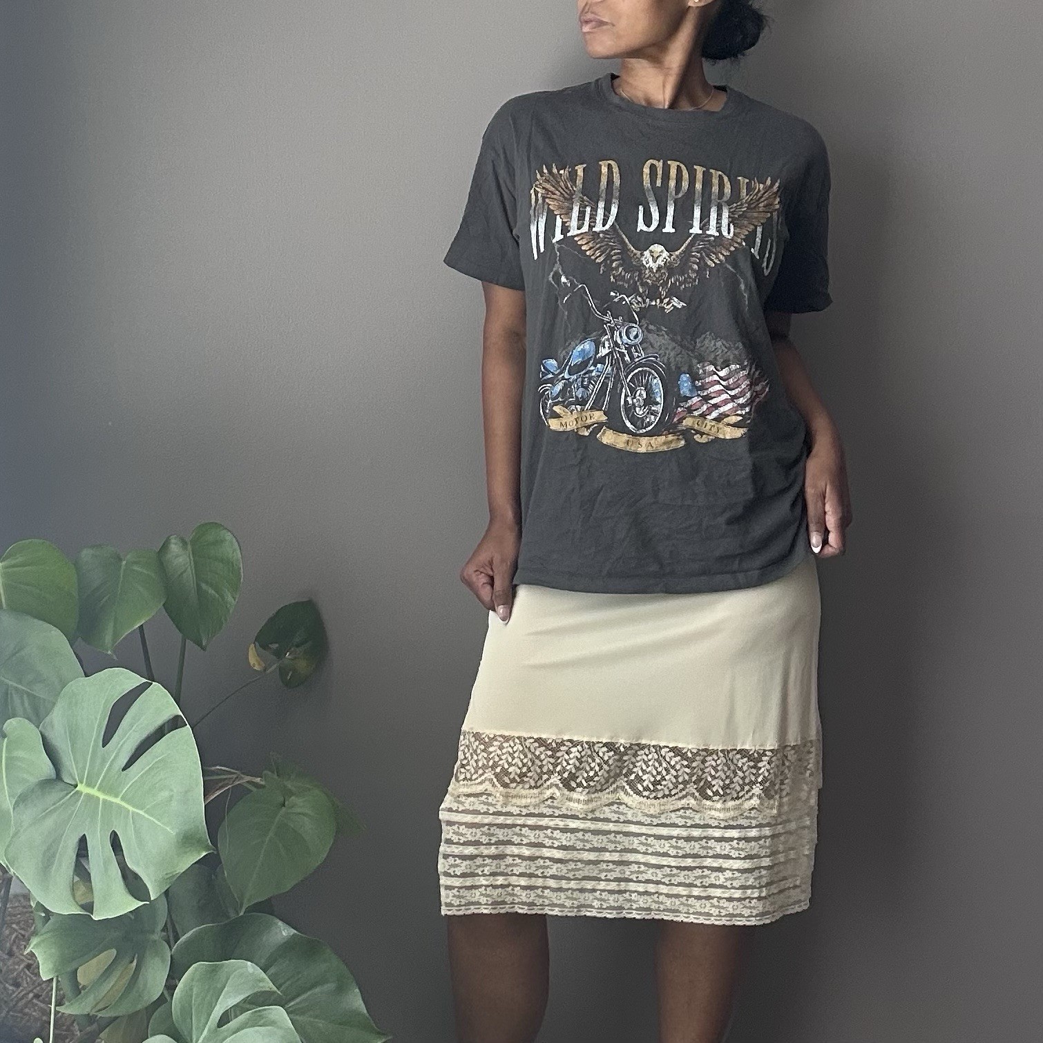 Vintage Vanity Fair Half Slip Lace Slit Trim Women's Size Medium Champagne