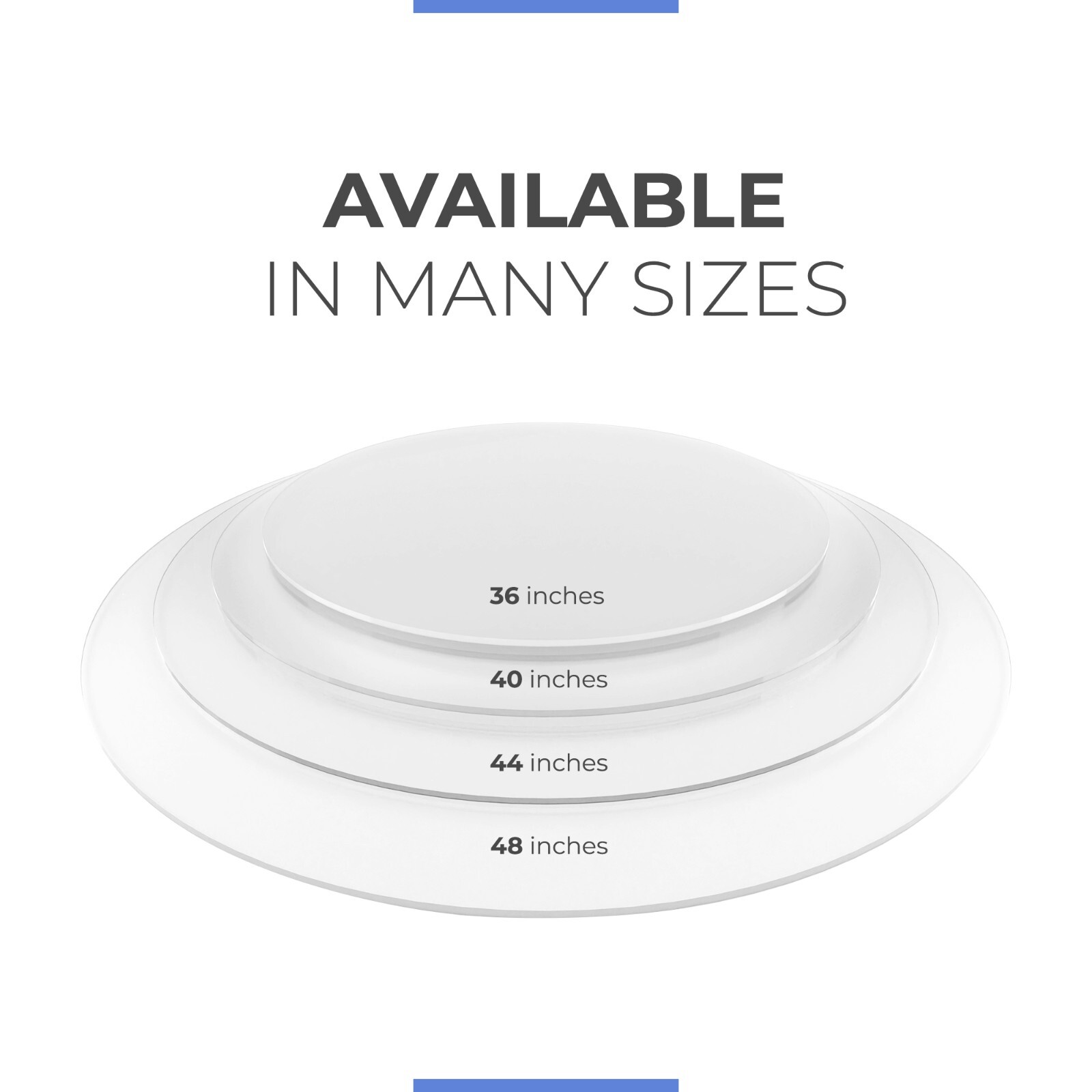 Round Acrylic Plexiglass Sheet Table Top 1/4" Flat Clear Cake Disc Lucite Circle