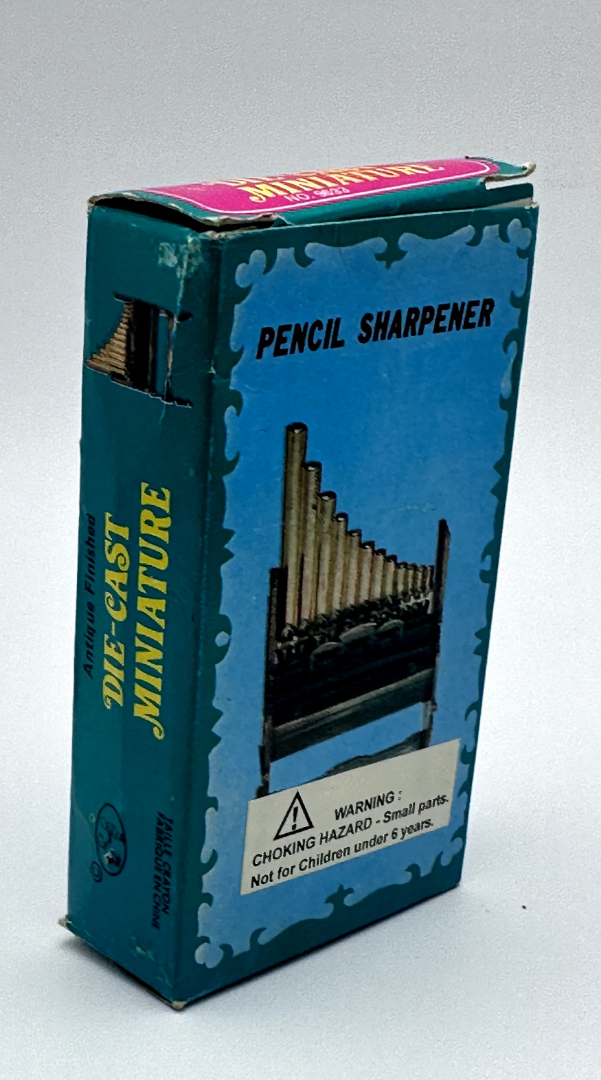 VINTAGE MINIATURE CAST IRON PIPE ORGAN - PENCIL SHARPENER - BOX - A427