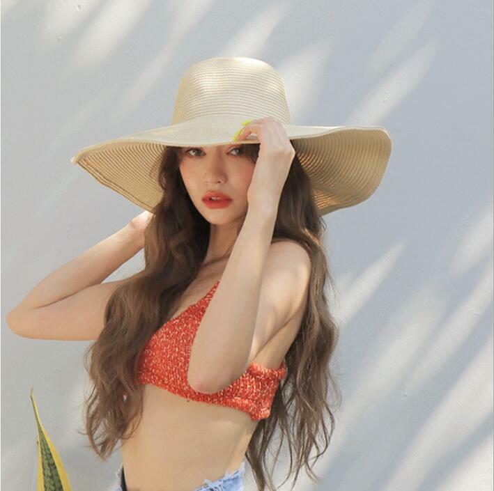 US Ship Women Summer Large Floppy Folding Wide Brim Cap Sun Straw Beach Hat Gift