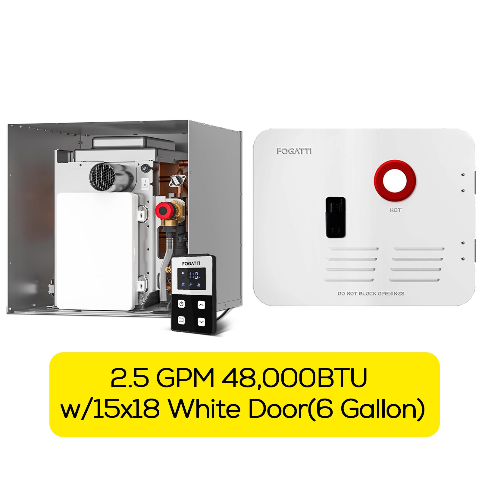 15x18"Door RV Tankless Water Heater 48,000BTU 2.5GPM Propane Gas for 6 Gallon