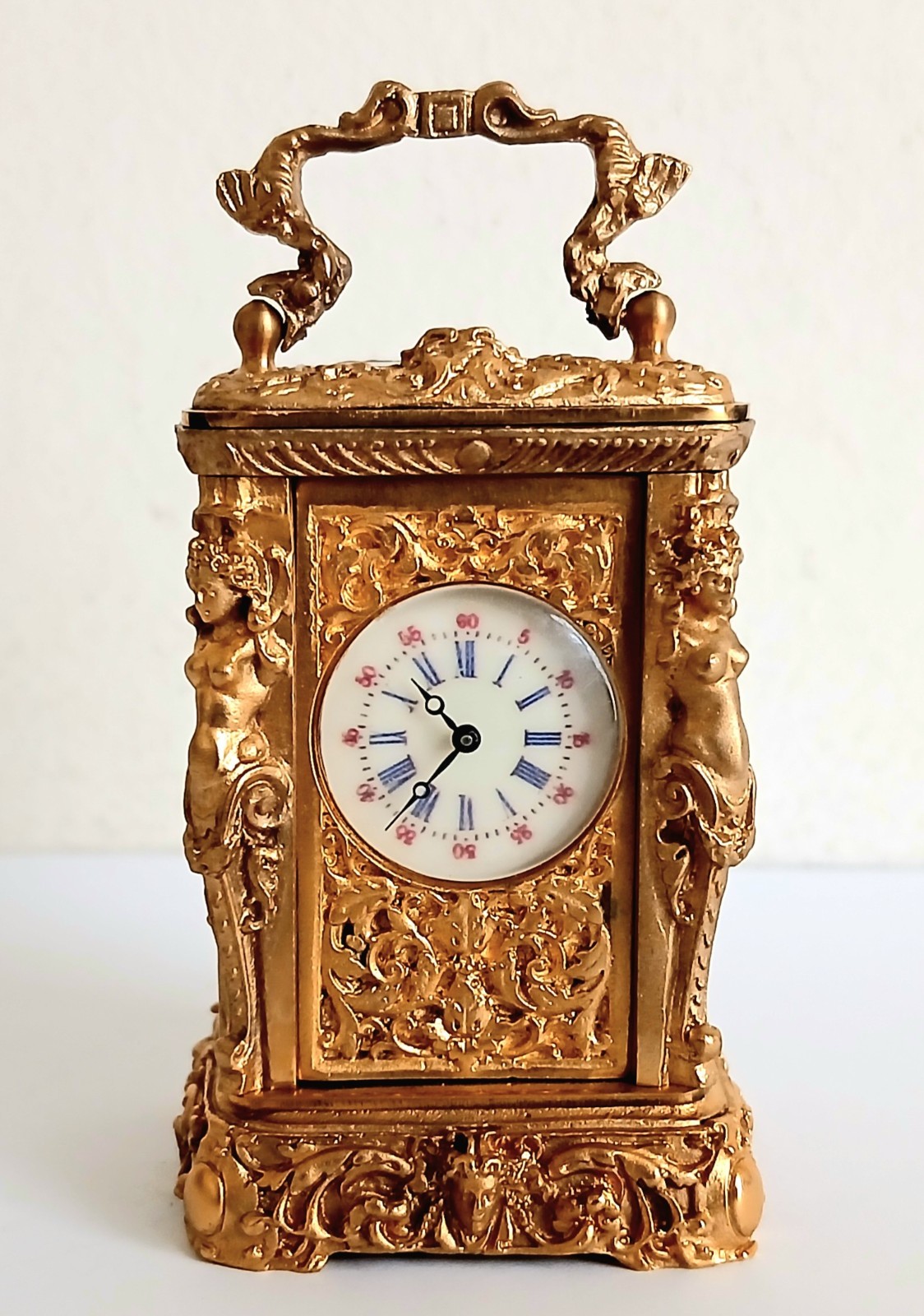 Miniature French Style Clock. Excellent Working Condition with Key.