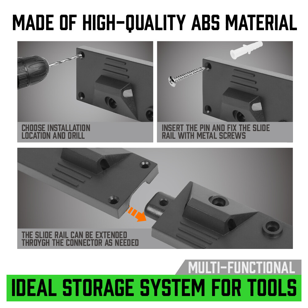 64 Inch Adjustable Storage System Wall Holders Garage Organizer 4 Rails 20 Hooks