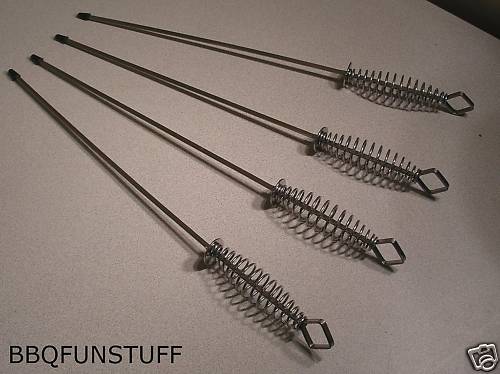 Gas Charcoal Grill Fire BBQ 17" SS Coiled Skewers (4)