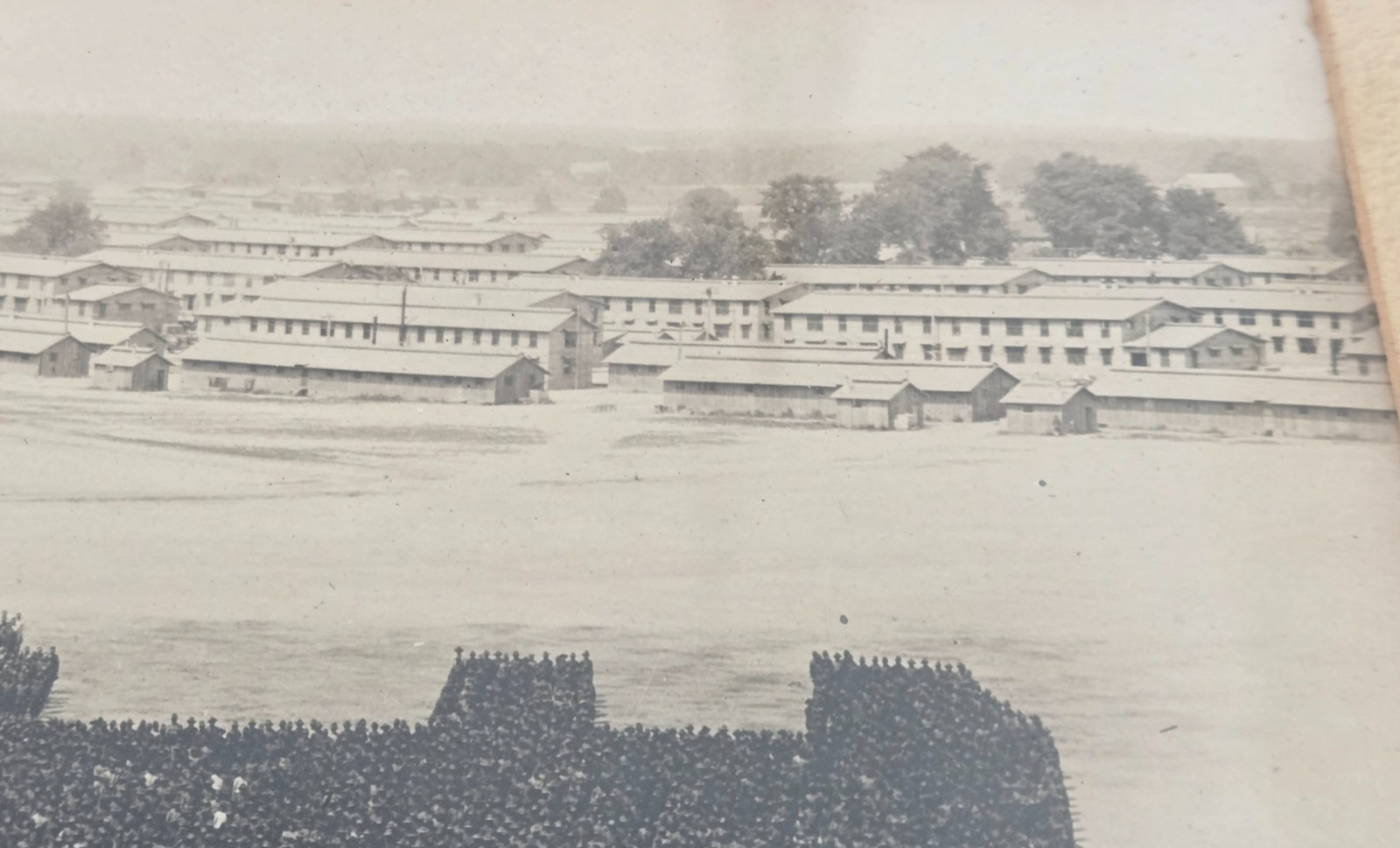 ORIGINAL 1918 Human Liberty Bell Camp Dix WWI Mole Thomas 25,000 Soldiers Photo