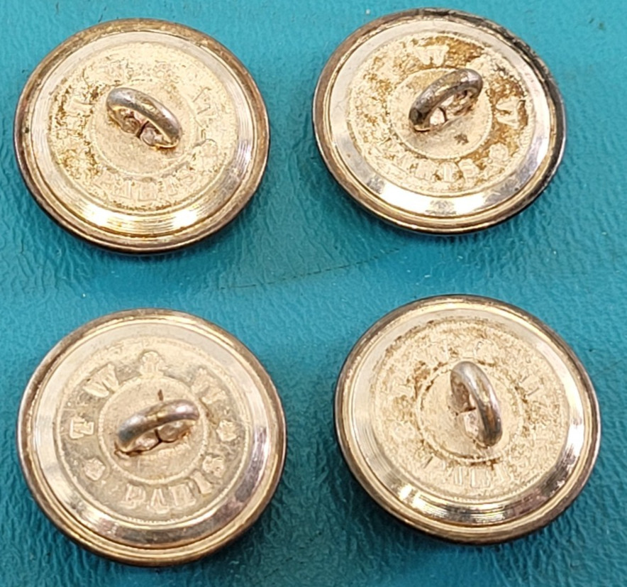 4 Spanish Amer War Army 2nd Light Infantry Buttons Silver Plate TW&W PARIS T1195