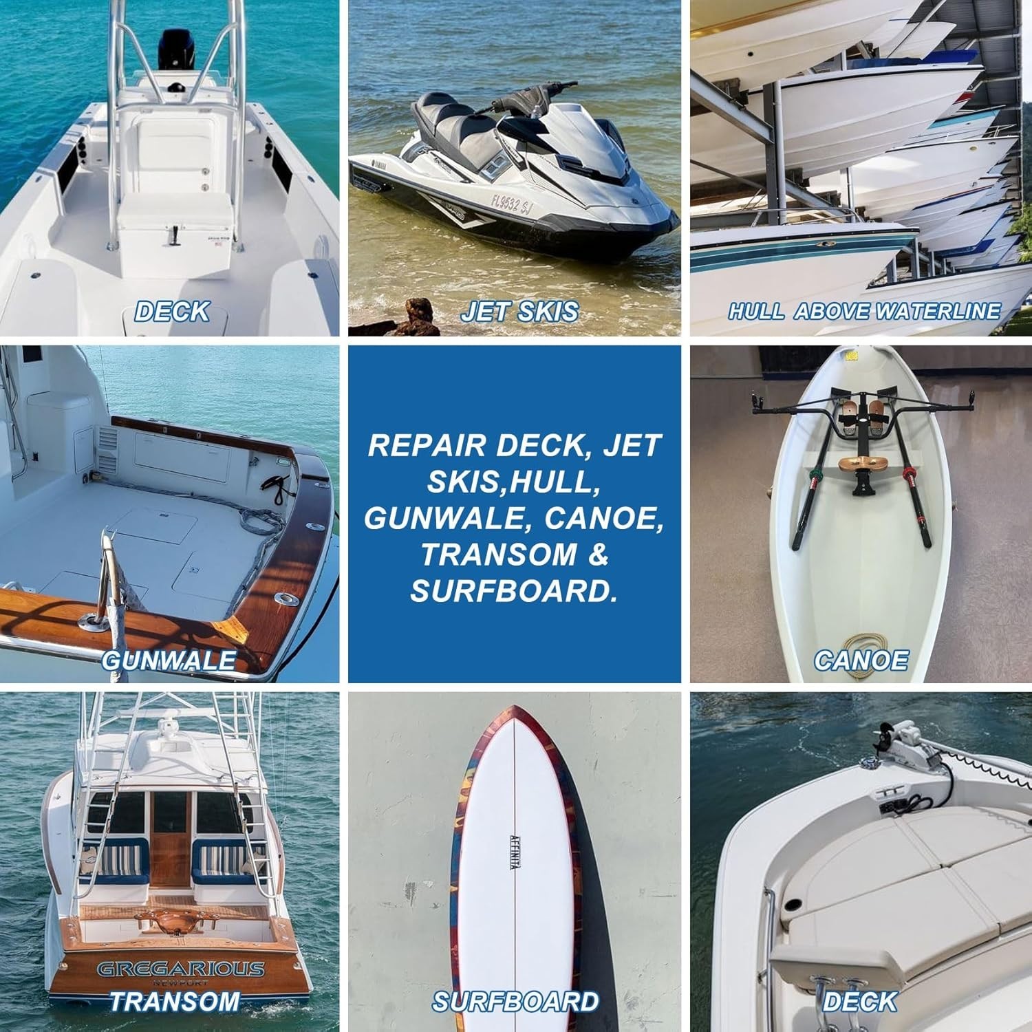 Marine Fiberglass Repair Kit, Gel Coat Repair Kit for Boats (White), Fiberglass