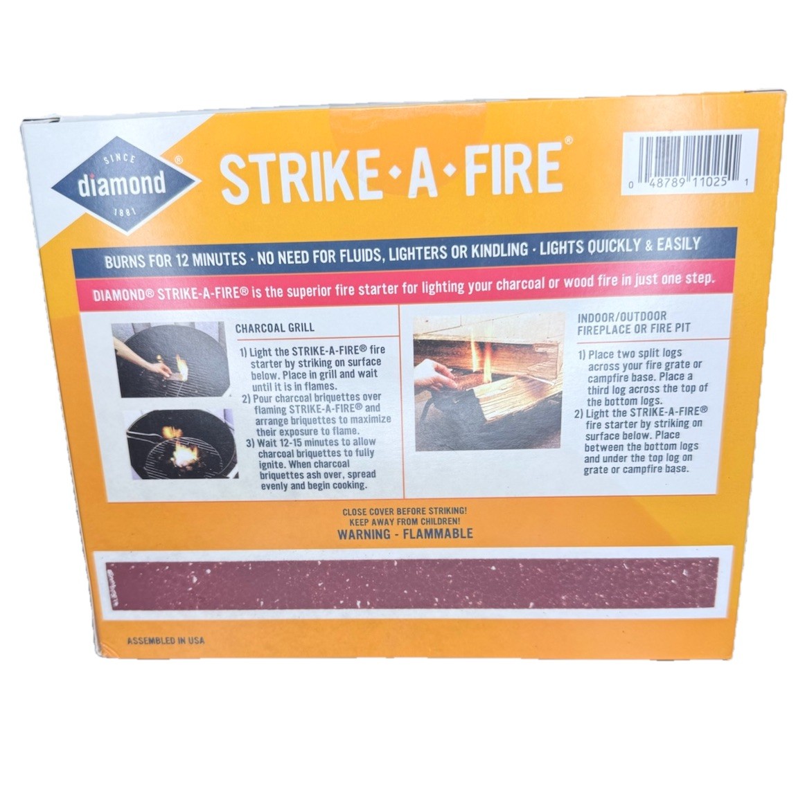 Diamond 48-Pack Strike-A-Fire Starter Match Sticks Firestarter Log Long Burn New