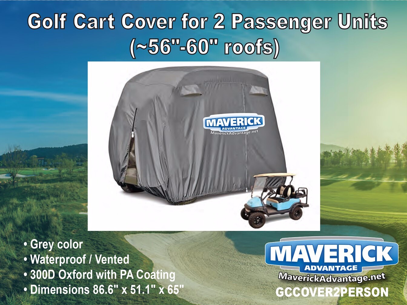 2 Passenger Golf Cart Cover Waterproof Fits ~56"-60" roofsEZ GO Club Car Yamaha