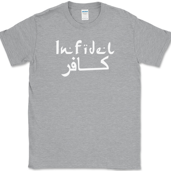 INFIDEL T-SHIRT Funny Military Humor Patriot America USA Novelty Tee