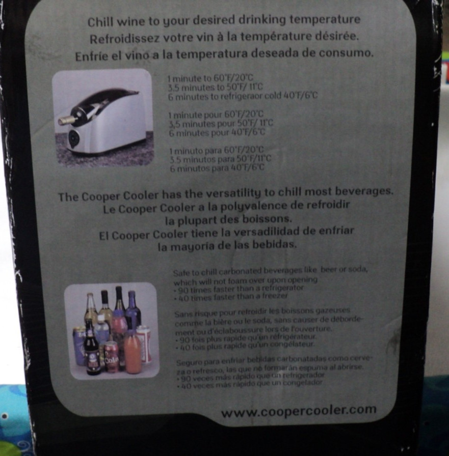 Cooper Cooler Rapid Beverage Chiller Dorm Tailgating Bottles Cans ChillOnDemand