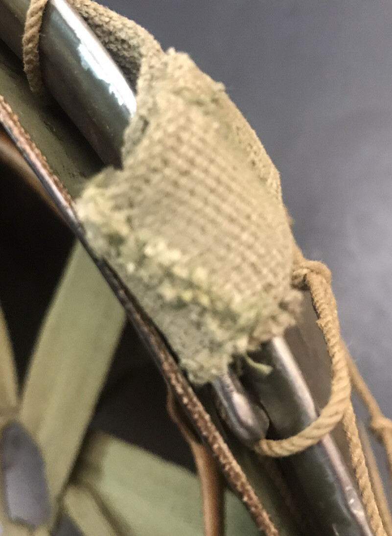 ONE Used Late WWII OD7 Ball & Catch ChinStrap set for US GI M1 Steel Helmet