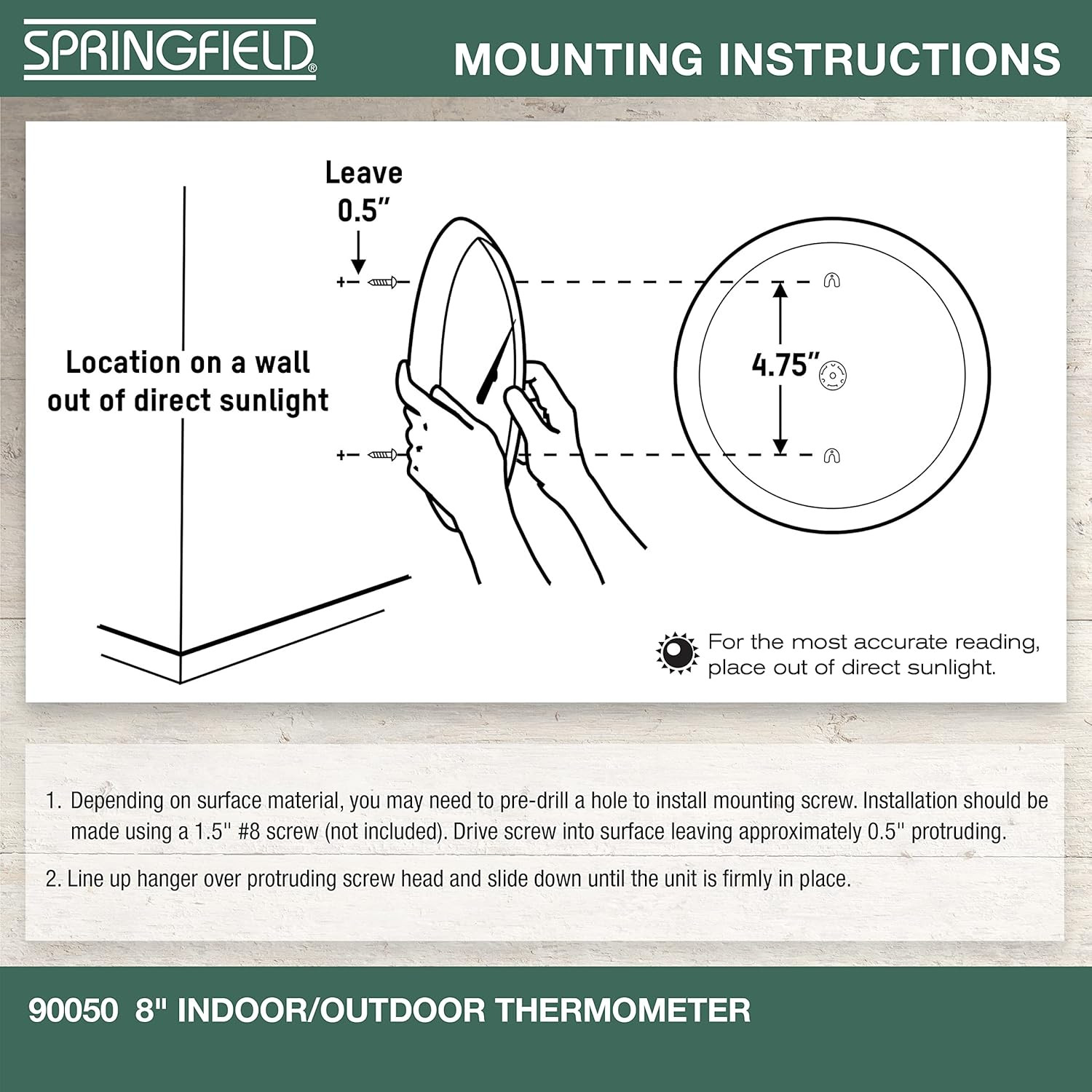 Indoor Outdoor Big and Bold Dial Thermometer, Wireless Thermometer with Easy to