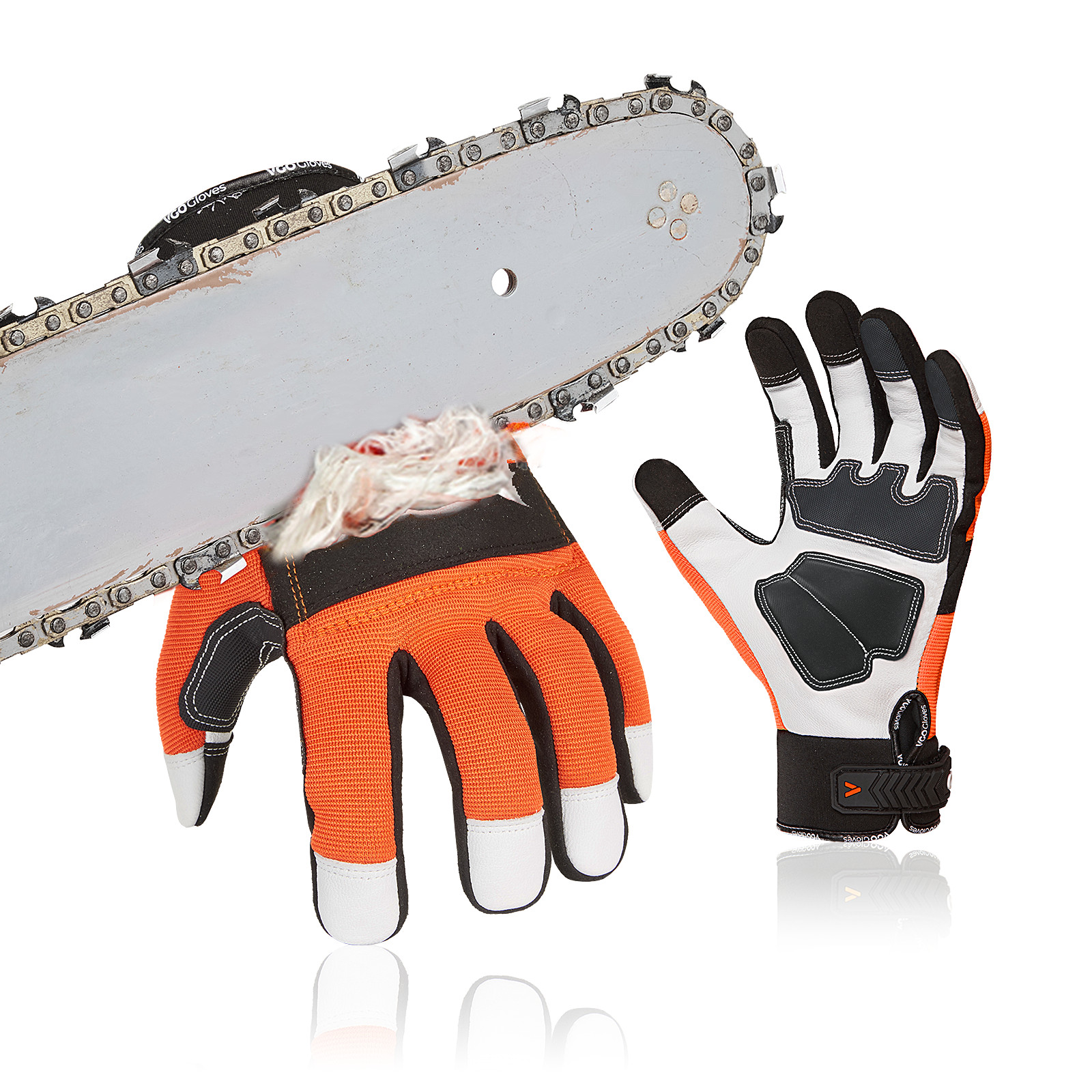 Vgo 1/2Pairs Chainsaw Work Gloves Saw Protection on Left Hand Back (GA8912)