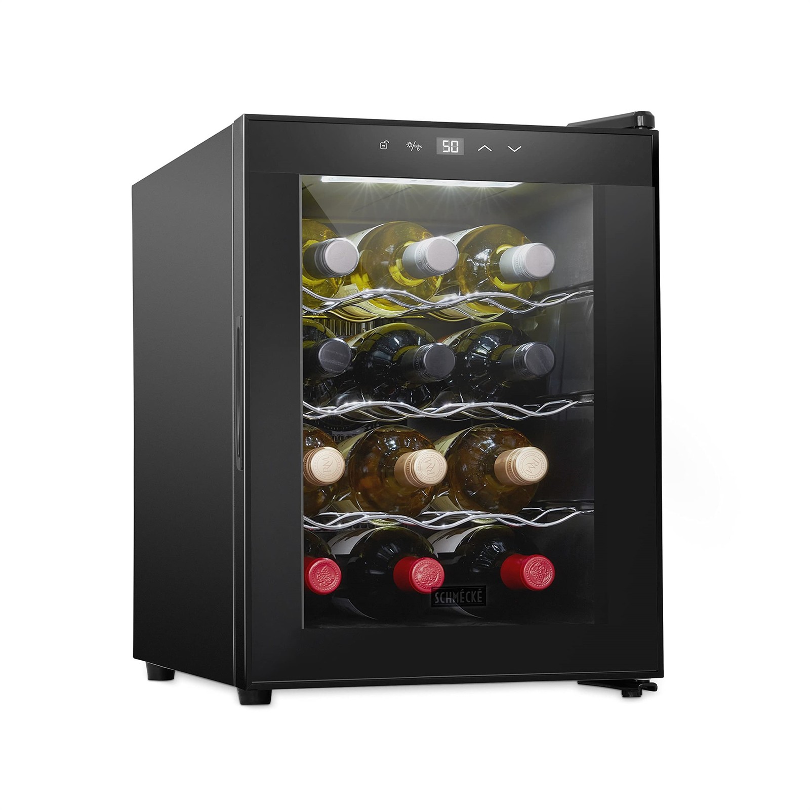 Schmécké 12-Bottle Thermoelectric Wine Cooler, Small Countertop Wine Fridge