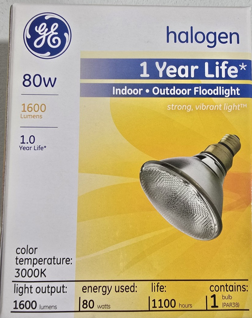 GE HALOGEN INDOOR OUTDOOR 80 WATT SECURITY LIGHT BULB 14157