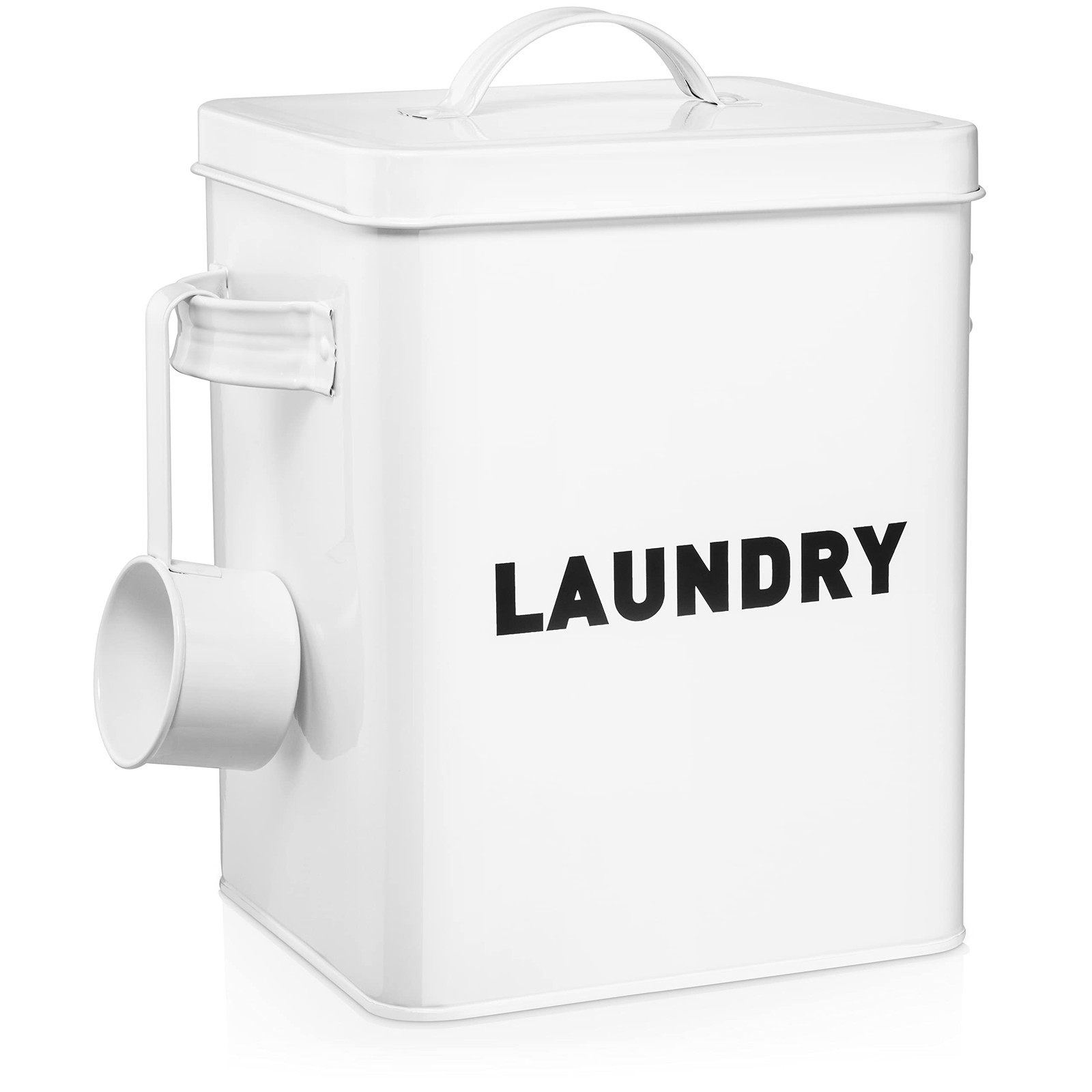 Claimed Corner Metal Laundry Storage Canister White Kitchen Organizer (