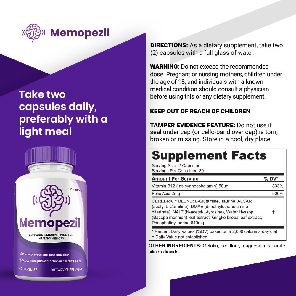 Memopezil Capsules, Max Strength, Memo Pezil for Clarity and Health (5 Pack)